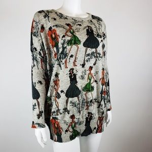 Miss Jolie London Graphic Sweater Size Large